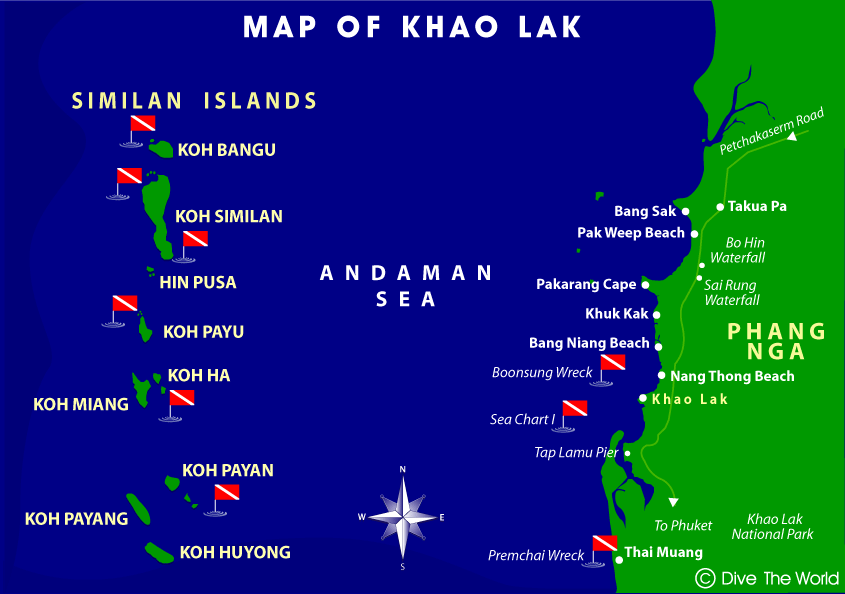 Као лак на карте пхукета. Similan Islands на карте. Карта као. Khao Lak водопад. Similan Dive Map.